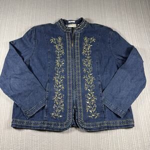 Drapers & Damon's Jean Jacket Women’s PL Embroidered Gold Sequins Wearable Art